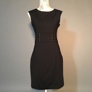 Cynthia Rowley black dress, lace up embellishment